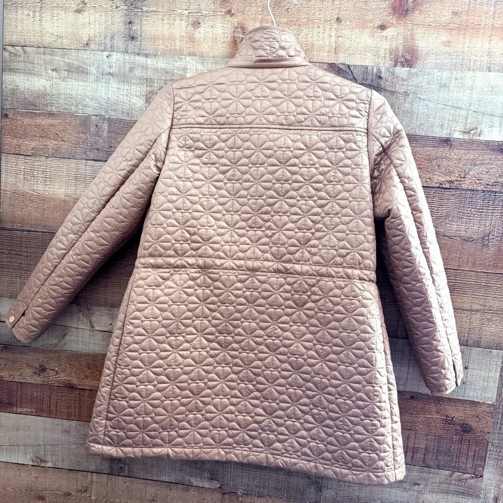 Kate Spade Latte Puffer Jacket with Quilted Spade Design